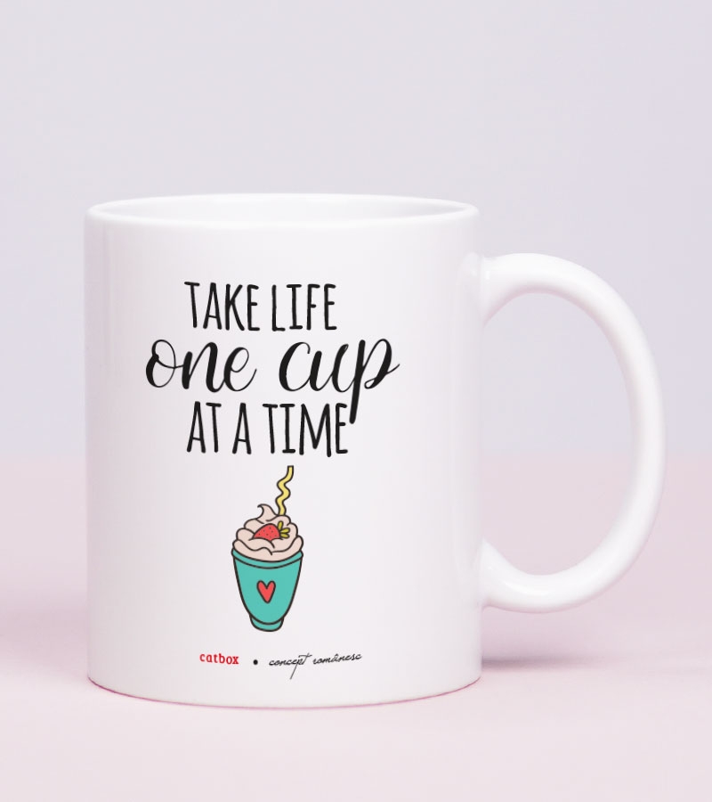 Cadou pentru iubitorii de cafea - Cana personalizata - Take it easy 1